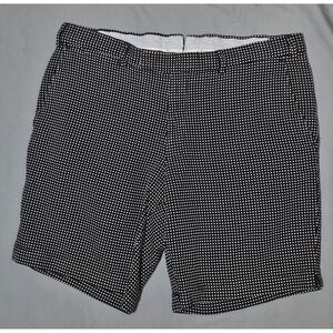 Patrick Hellmann Shorts Mens 34 Navy White Micro Check Dressy Lined Made‎ in USA